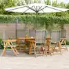 Image de vidaXL Ensemble à manger de jardin 7 pcs gris rotin et bois massif