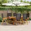 Image de vidaXL Ensemble à manger de jardin 7 pcs noir rotin et bois massif