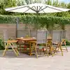 Image de vidaXL Ensemble à manger de jardin 7 pcs gris rotin et bois massif