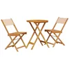 Image de vidaXL Ensemble de Bistro 3 pcs Beige Tissu et Bois Massif, Ensemble de Bistro de Jardin, Ensemble de Balcon, Ensemble de Meubles d'extérieur