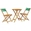 Image de vidaXL Ensemble de Bistro 3 pcs Motif de Feuilles Tissu et Bois Massif, Ensemble de Bistro de Jardin, Ensemble de Balcon, Ensemble de Meubles d'extérieur