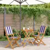 Image de vidaXL Ensemble de bistro 3 pcs bleu et blanc tissu et bois massif