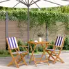 Image de vidaXL Ensemble de bistro 3 pcs bleu et blanc tissu et bois massif