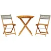 Image de vidaXL Ensemble de Bistro 3 pcs Gris résine tressée et Bois Massif, Ensemble de Bistro de Jardin, Ensemble de Balcon, Ensemble de Meubles d'extérieur