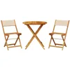 Image de vidaXL Ensemble de Bistro 3 pcs Beige Tissu et Bois Massif, Ensemble de Bistro de Jardin, Ensemble de Balcon, Ensemble de Meubles d'extérieur