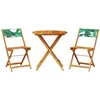 Image de vidaXL Ensemble de Bistro 3 pcs Motif de Feuilles Tissu et Bois Massif