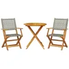 Image de vidaXL Ensemble de Bistro 3 pcs Gris résine tressée et Bois Massif, Ensemble de Bistro de Jardin, Ensemble de Balcon, Ensemble de Meubles d'extérieur