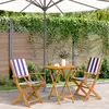 Image de vidaXL Ensemble de bistro 3 pcs bleu et blanc tissu et bois massif