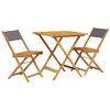 Image de vidaXL Ensemble de Bistro 3 pcs Anthracite Tissu et Bois Massif, Ensemble de Bistro de Jardin, Ensemble de Balcon, Ensemble de Meubles d'extérieur
