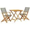 Image de vidaXL Ensemble de Bistro 3 pcs Gris résine tressée et Bois Massif, Ensemble de Bistro de Jardin, Ensemble de Balcon, Ensemble de Meubles d'extérieur