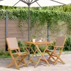 Image de vidaXL Ensemble de bistro 3 pcs taupe tissu et bois massif