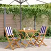 Image de vidaXL Ensemble de bistro 3 pcs bleu et blanc tissu et bois massif