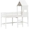 Image de vidaXL Lit superposé avec échelle et Toit sans Matelas Blanc 90x190 cm