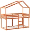 Image de vidaXL Lit superposé avec Toit Cire Marron 80x200cm Bois Massif de pin, lit, Cadre de lit, lit Mezzanine, Meuble de Chambre, sommier