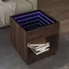Image de vidaXL Table basse avec LED infini chêne marron 50x50x50 cm