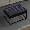 Image de vidaXL Table basse avec LED infini noir 70x50x41 cm