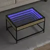 Image de vidaXL Table basse avec LED infini chêne sonoma 70x50x41 cm