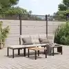 Image de vidaXL Ensemble de banc de jardin avec coussins 4 pcs noir