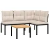 Image de vidaXL Ensemble de Banc de Jardin avec Coussins 3 pcs Noir, Ensemble de Meubles d’extérieur, Ensemble de Pique-de Jardin, Ensemble de Table et de Banc d’extérieur