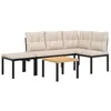 Image de vidaXL Ensemble de Banc de Jardin avec Coussins 4 pcs Noir, Ensemble de Meubles d’extérieur, Ensemble de Pique-de Jardin, Ensemble de Table et de Banc d’extérieur