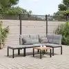 Image de vidaXL Ensemble de banc de jardin avec coussins 4 pcs noir