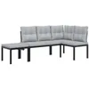 Image de vidaXL Ensemble de Banc de Jardin avec Coussins 3 pcs Noir, Ensemble de Meubles d’extérieur, Ensemble de Pique-de Jardin, Ensemble de Tabouret et de Banc d’extérieur
