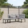Image de vidaXL Ensemble de banc de jardin avec coussins 3 pcs noir