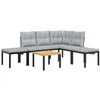 Image de vidaXL Salon de Jardin avec Coussins 5 pcs Noir Acier Enduit de Poudre, Ensemble de canapés de Jardin, Ensemble de canapés de Patio, canapé d'extérieur modulaire
