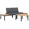 Image de vidaXL Salon de Jardin 3 pcs avec Coussins Noir Aluminium, Ensemble de canapés de Jardin, Ensemble de canapés de Patio, canapé d'extérieur modulaire