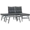 Image de vidaXL Ensemble de bancs de Jardin avec Coussins 3 pcs Noir, Ensemble de Meubles d’extérieur, Ensemble de Pique-Nique de Jardin, Ensemble de Table et de Banc d’extérieur