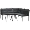 Image de vidaXL Ensemble de canapés de jardin et coussins noir acier textilène, ensemble de meubles d'extérieur, ensemble de pique-nique de jardin, ensemble de table et canapé d'extérieur