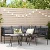 Image de vidaXL Ensemble de canapés de jardin et coussins noir acier textilène
