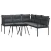 Image de vidaXL Ensemble de canapés de jardin et coussins noir acier textilène, ensemble de meubles d'extérieur, ensemble de pique-nique de jardin, ensemble de table et canapé d'extérieur