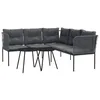 Image de vidaXL Ensemble de canapés de jardin et coussins noir acier textilène, ensemble de meubles d'extérieur, ensemble de pique-nique de jardin, ensemble de table et canapé d'extérieur