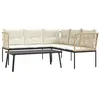 Image de vidaXL Ensemble de canapés de jardin et coussins noir acier textilène, ensemble de meubles d'extérieur, ensemble de pique-nique de jardin, ensemble de table et canapé d'extérieur