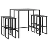 Image de vidaXL Ensemble de Bar de Jardin 5 pcs Noir Acier Enduit de Poudre, Table et chaises de Bar d'extérieur, Ensemble de Meubles de Patio, Ensemble de Bar de terrasse