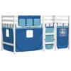 Image de vidaXL Lit Mezzanine Enfants et Rideaux, Lit Intermédiaire avec Rangement, Meuble de Chambre à Coucher, Moderne, Bleu 90x190cm Bois Pin Massif