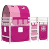 Image de vidaXL Lit Mezzanine Enfants avec Tunnel, Lit Intermédiaire avec Rangement, Meuble de Chambre à Coucher, Moderne, Rose 90x190cm Bois Pin Massif