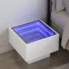 Image de vidaXL Table de chevet avec LED infini blanc 40x40x30 cm
