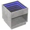 Image de vidaXL Table de Chevet avec LED Infini Gris béton 50x50x50 cm, Armoire de lit, Table d'appoint, Support de téléphone