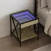 Image de vidaXL Table de chevet avec LED infini chêne sonoma 40x40x49 cm