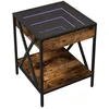 Image de vidaXL Table de Chevet avec LED Infini chêne fumé 40x40x49 cm