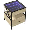 Image de vidaXL Table de Chevet avec LED Infini chêne Sonoma 40x40x51 cm