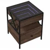 Image de Table de chevet avec LED infini chêne marron 40x40x51 cm