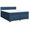 Image de vidaXL Sommier à Lattes de lit avec Matelas Bleu 180x200 cm Tissu, lit, lit à Plate-Forme, lit à Panneaux, Meuble de Chambre à Coucher, canapé-lit
