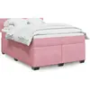 Image de vidaXL Sommier à lattes de lit avec matelas Rose 140x190 cm Velours