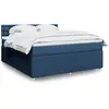 Image de vidaXL Sommier à lattes de lit avec matelas Bleu 180x200 cm Tissu