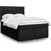 Image de vidaXL Sommier à lattes de lit avec matelas Noir 140x200 cm Tissu