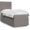 Image de vidaXL Sommier à lattes de lit avec matelas Taupe 90x200 cm Tissu