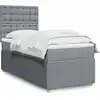 Image de vidaXL Sommier à lattes de lit avec matelas Gris clair 90x200 cm Tissu